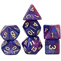 Los mejores  - FLASHOWL Dados poliédricos Dados DND Dados del Cielo Estrellado Vía láctea Juegos de Dados Juegos de Mesa Juego de Dados…
